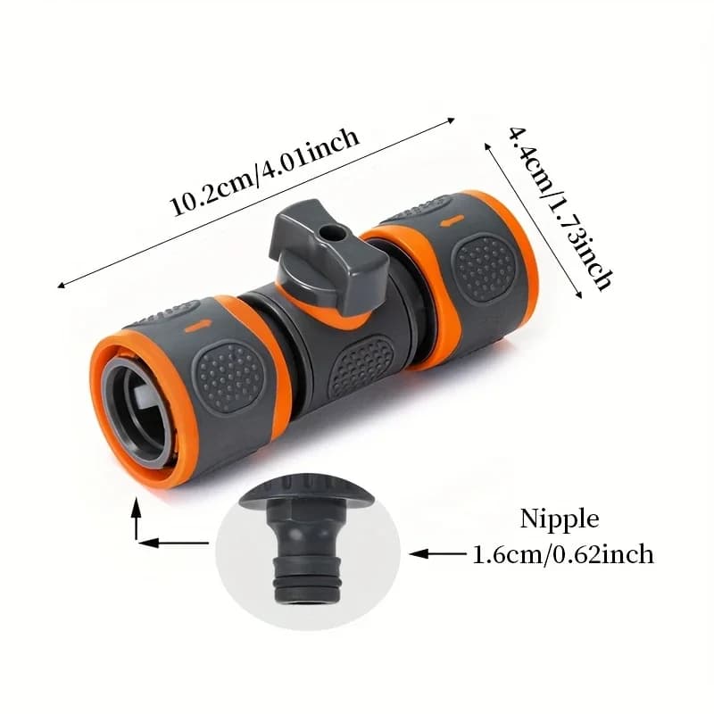 1-PC Double-End Quick Connect with Shutoff Valve - Universal Garden Hose Adapter for Spray Guns & Watering