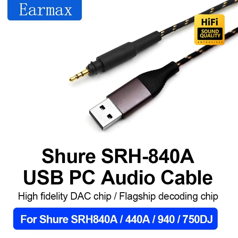 2.5mm flashlight USB-A TYPE-C for SRH440A SRH840A SRH750DJ SRH840 SRH440 SRH940 Replaceable Desktop Headphone Cable