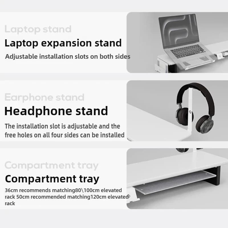 Modular Monitor Riser Stand Accessories with Storage Save Space Headset Holder White Tablet Stand Office Desktop Organization