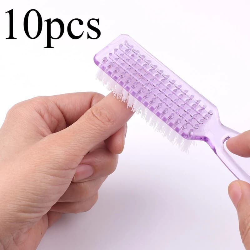 10pcs Long-handled nail care tools: square-head nail brush, dust removal brush, nail dust cleaning brush, shoe brush,
