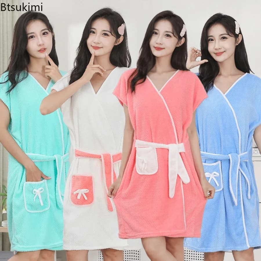 New 2026 Women's Wearable Bathrobes Fast Drying Bathing Beach Spa Bathrobes Wash Clothing Absorbent Shower Bath and Gym Towel