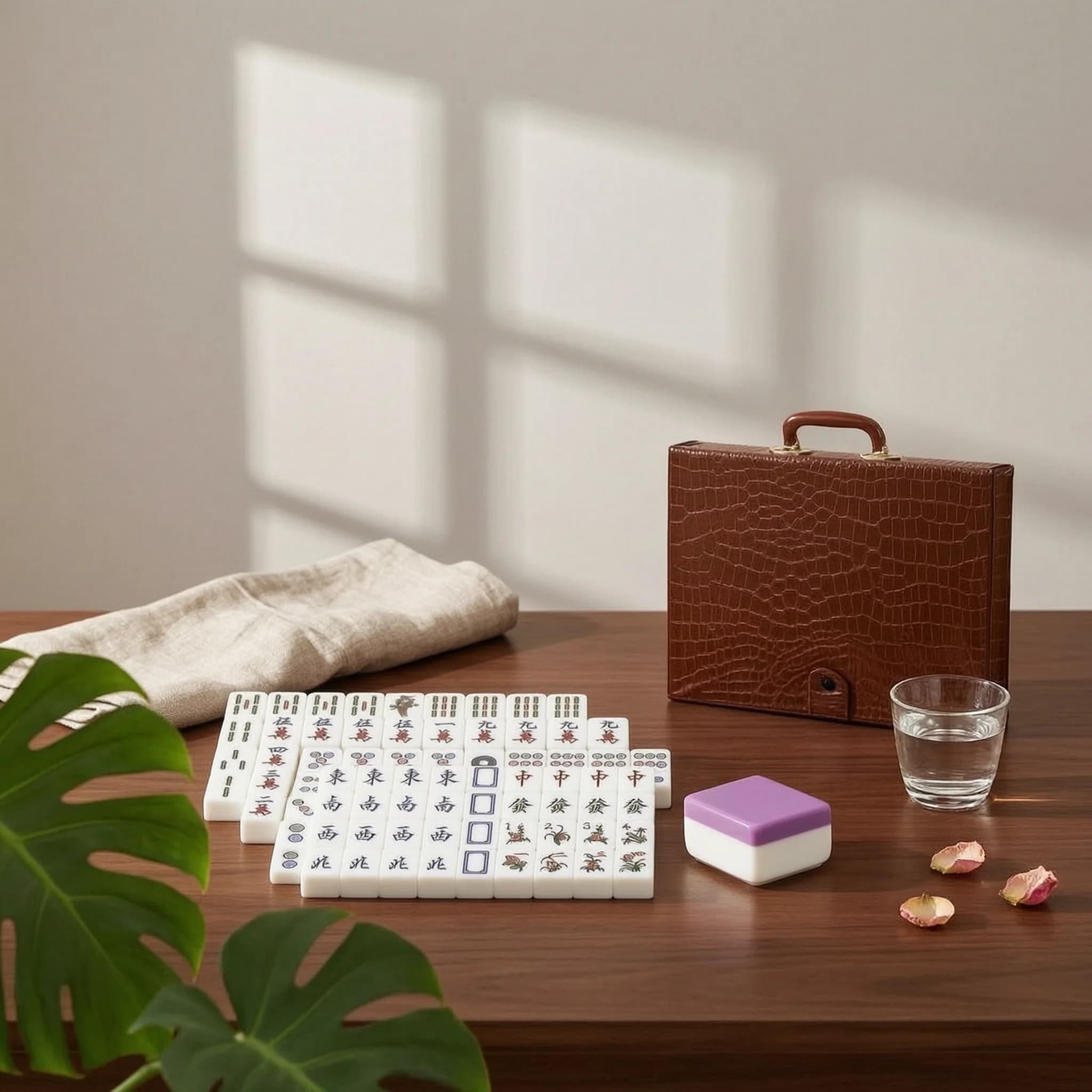 Acrylic Mahjong Set 148 Smooth Touch Crystal Acrylic Tiles Cantonese Style Table Game Supply for Family Play