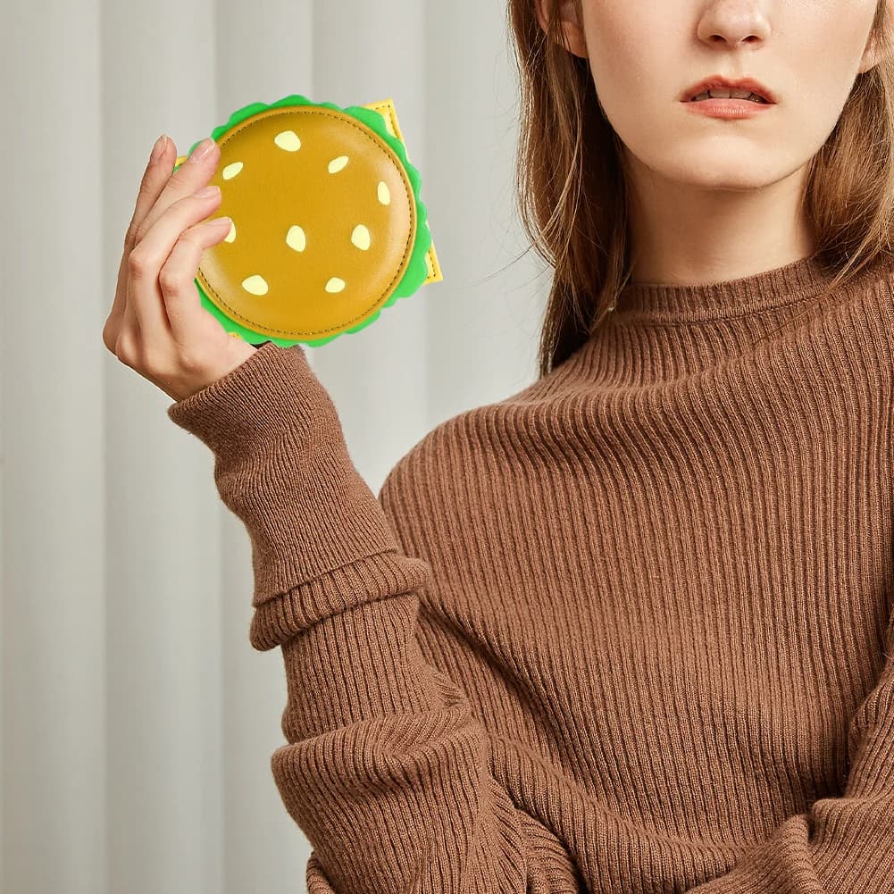 Portafoglio a Forma di Hamburger con Protezione RFID, Porta Carte di Credito in Pelle PU, Portafoglio Bifold Piccolo per Donne e Ragazze