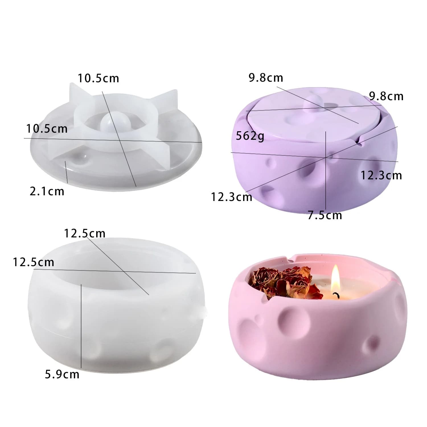 Stampo in silicone rotondo per resina epossidica fai da te, per gesso, candele profumate, posacenere, scatola regalo creativa fatta a mano multiuso