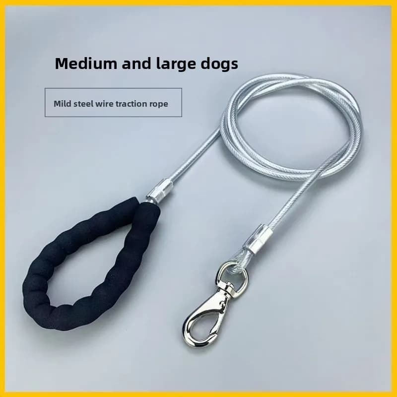 Dog leash, steel wire large dog medium explosion-proof bulldog walking dog chain, thick rope
