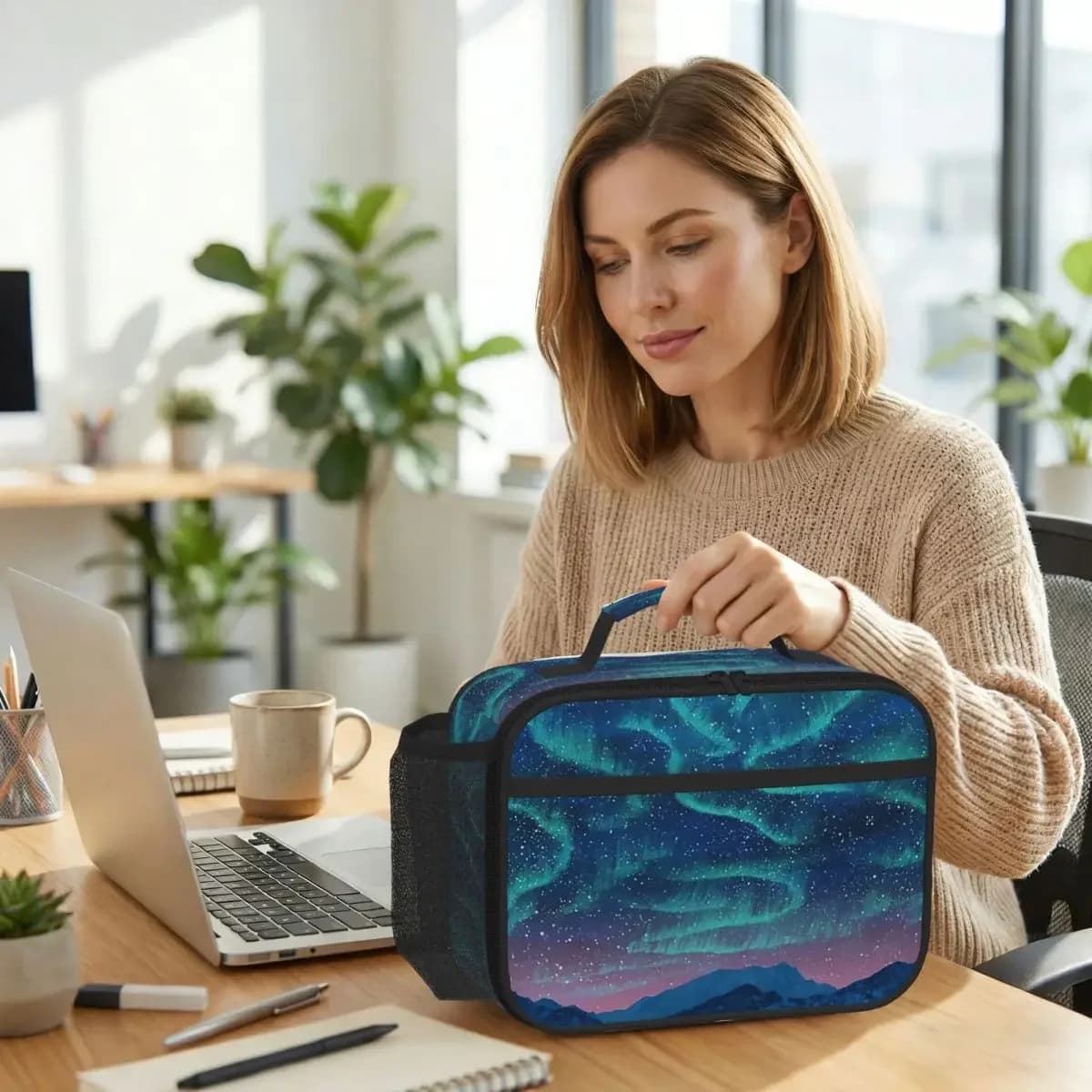 Aurora Borealis Over Mountain Insulated Lunch Bag for Kids School Cooler Thermal Food Box Tote Portable Lunch Boxes Container