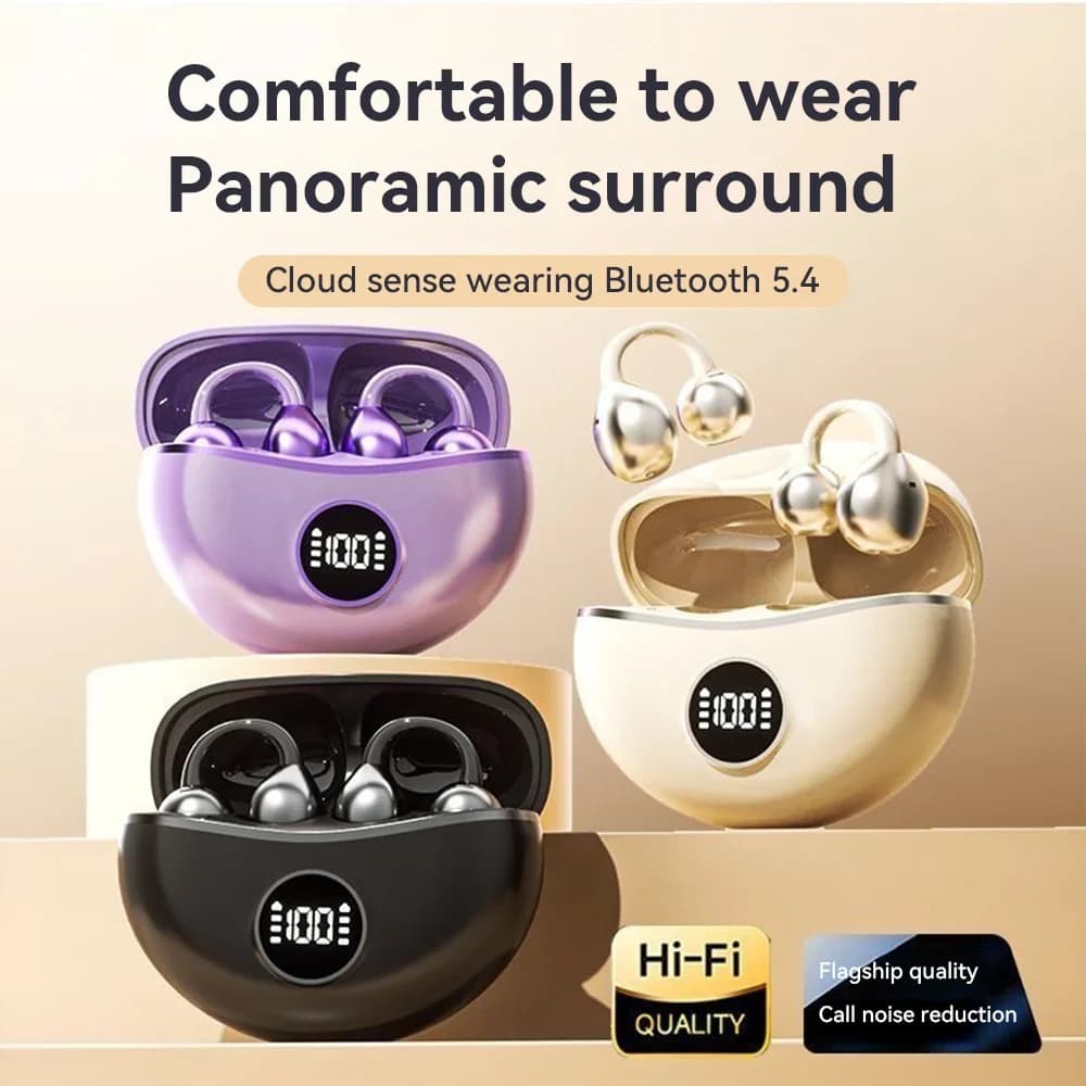 OWS Wireless Headphones Bluetooth Headphones Fone with Mic Loading Headphones with Noise Cancellation Clip Ear Music Sports Ear Guards
