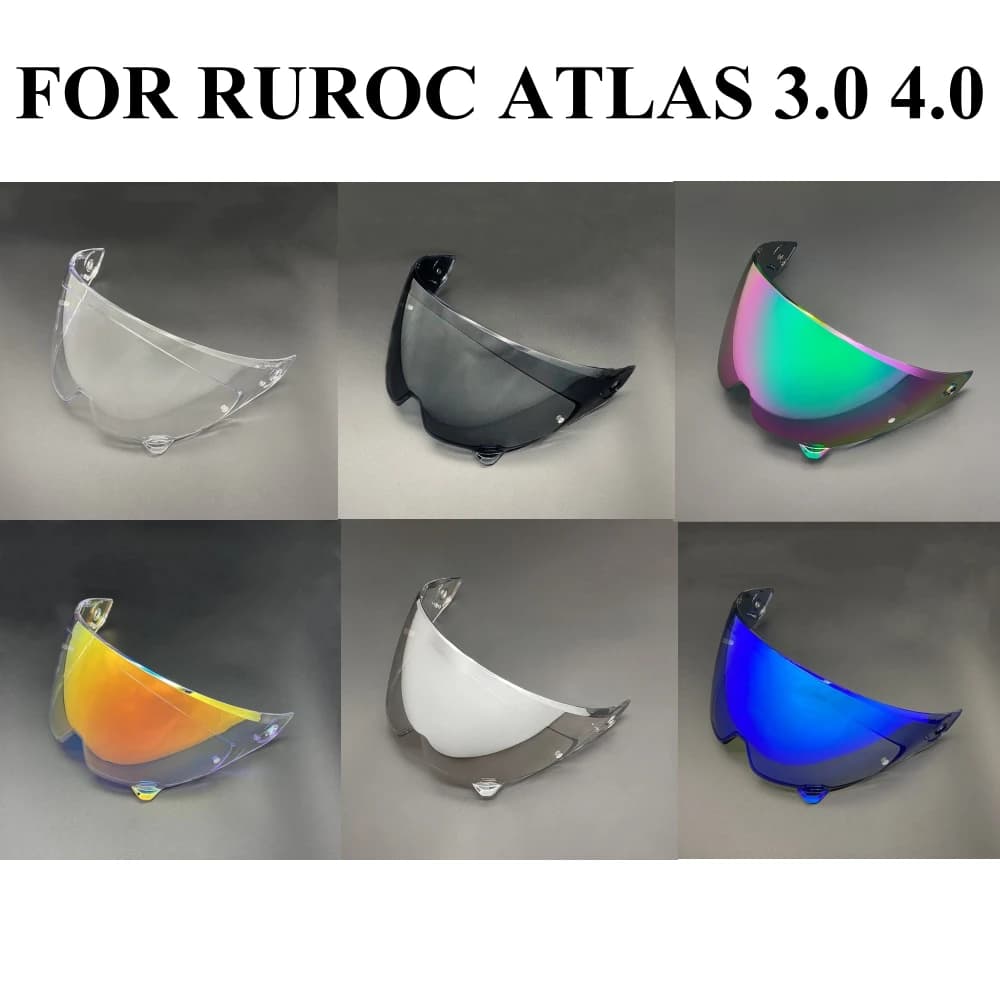 Lente visiera per casco per RUROC ATLAS 3.0 4.0 Caschi da moto Occhiali protettivi Placcatura Argento Rosso Accessori in vetro di ricambio