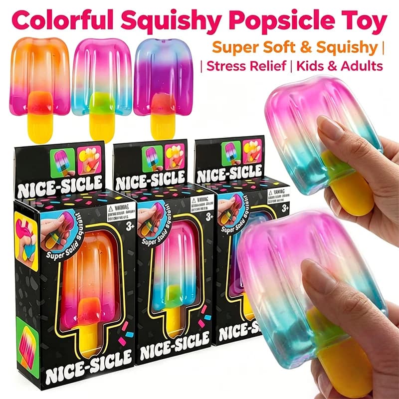 NeeDoh Nice-Sicle Squishy Squeeze Toy, Giocattolo Antistress Morbido a Rilascio Lento a Forma di Gelato, per Bambini e Adulti, Regali a Sorpresa