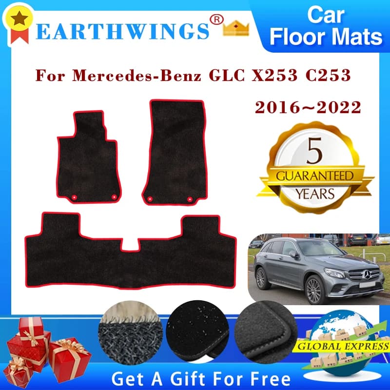 Tappetino per auto per Mercedes-Benz GLC X253 C253 2016 ~ 2022 Tappeti Pannello Pedane Copertura per tappeti Tappetini antiscivolo Accessori auto