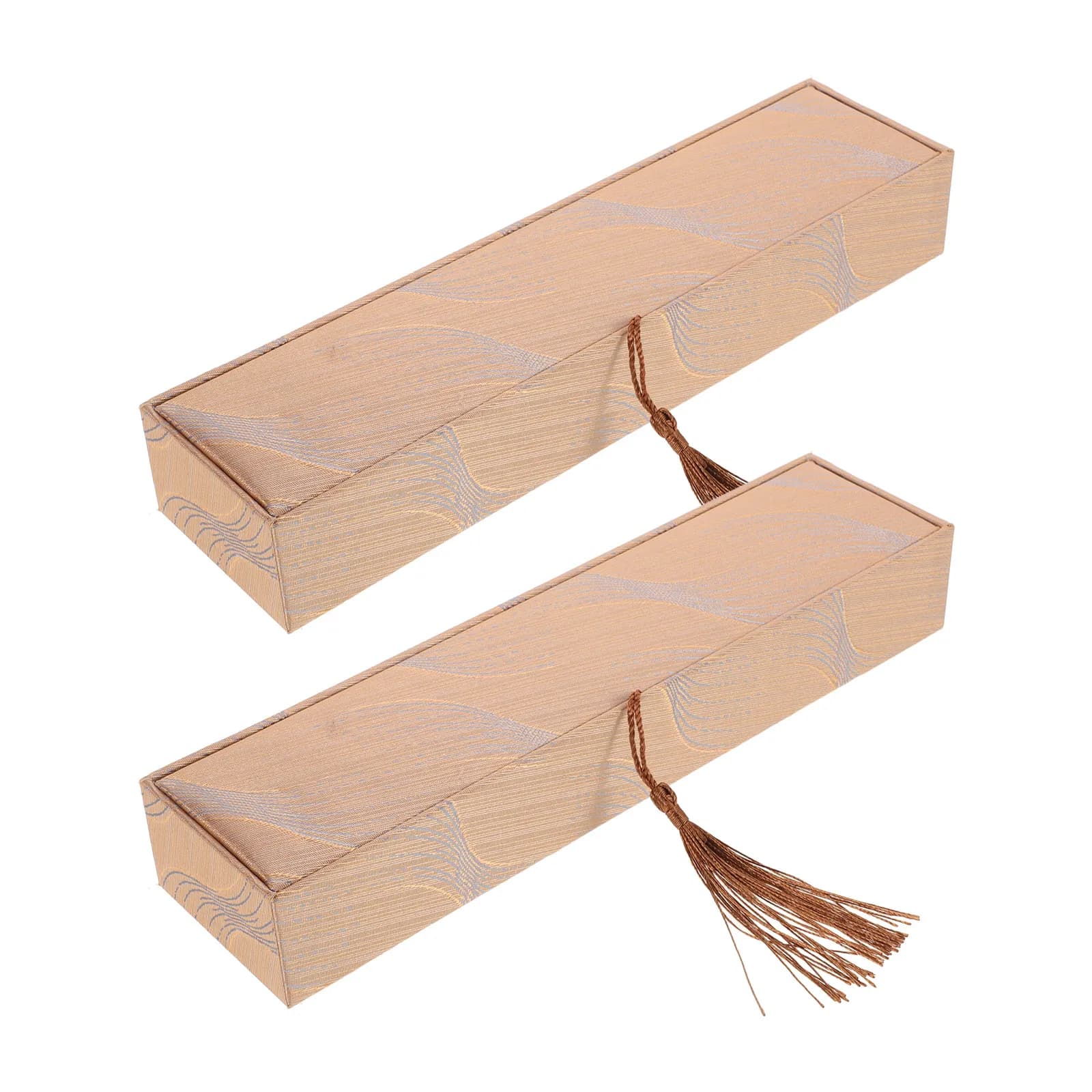 2Pcs Chinese Style Necklace Jewelry Box Tassel Vintage Design for Rings Pendants Travel Organizer Elegant Pattern