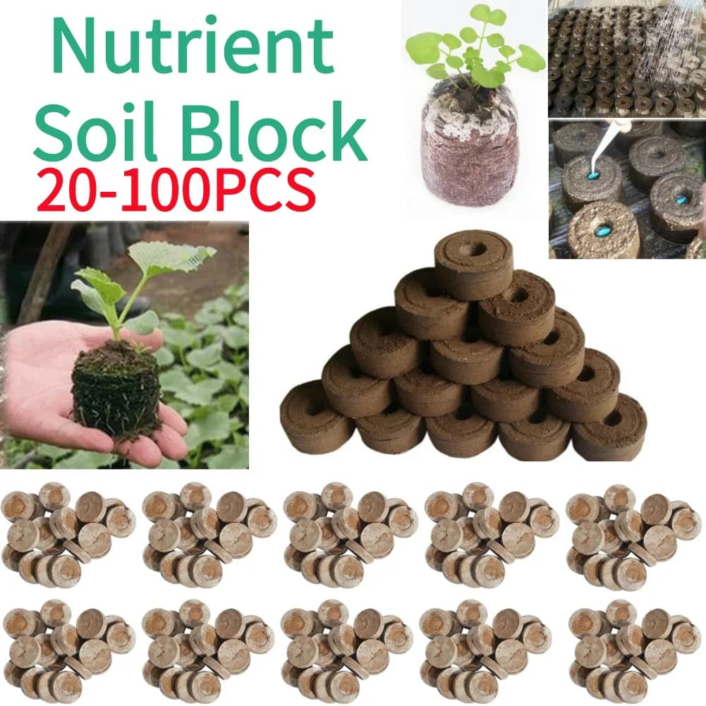 20-100 pcs 30mm propagation plant soil nutrient block starter caps semi-starting pallet nursery pot per plant from indoor outdoors
