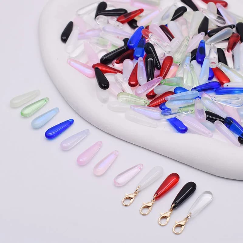 7x22mm 30/60Pcs forma di goccia d'acqua perline di vetro ceco risultati di gioielli fai da te perle di vetro a goccia d'acqua per gioielli che fanno collana