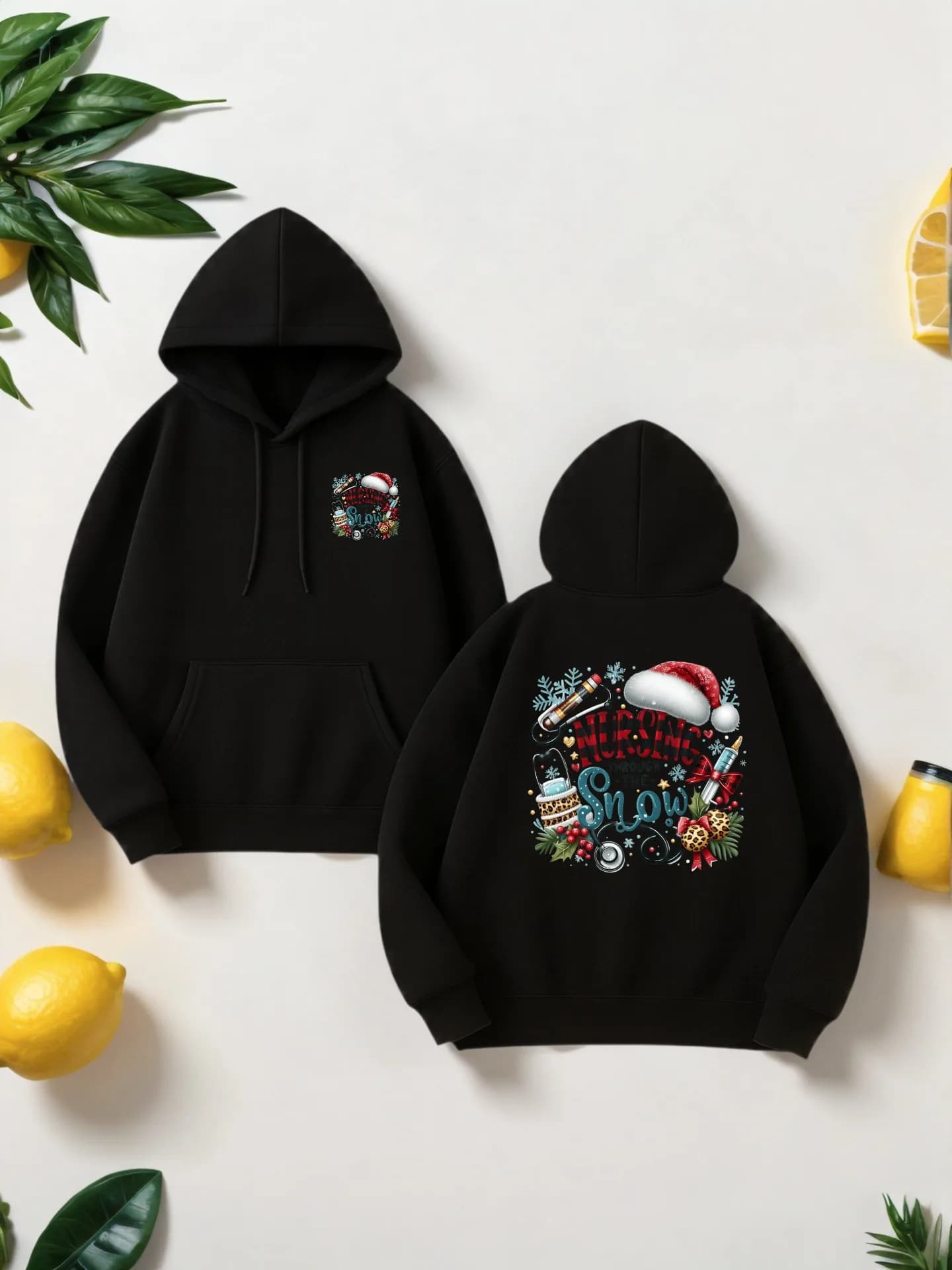 Felpa con cappuccio grafica da uomo, stampa natalizia a tema, stile casual, foderata in pile, da indossare tutti i giorni per uomo