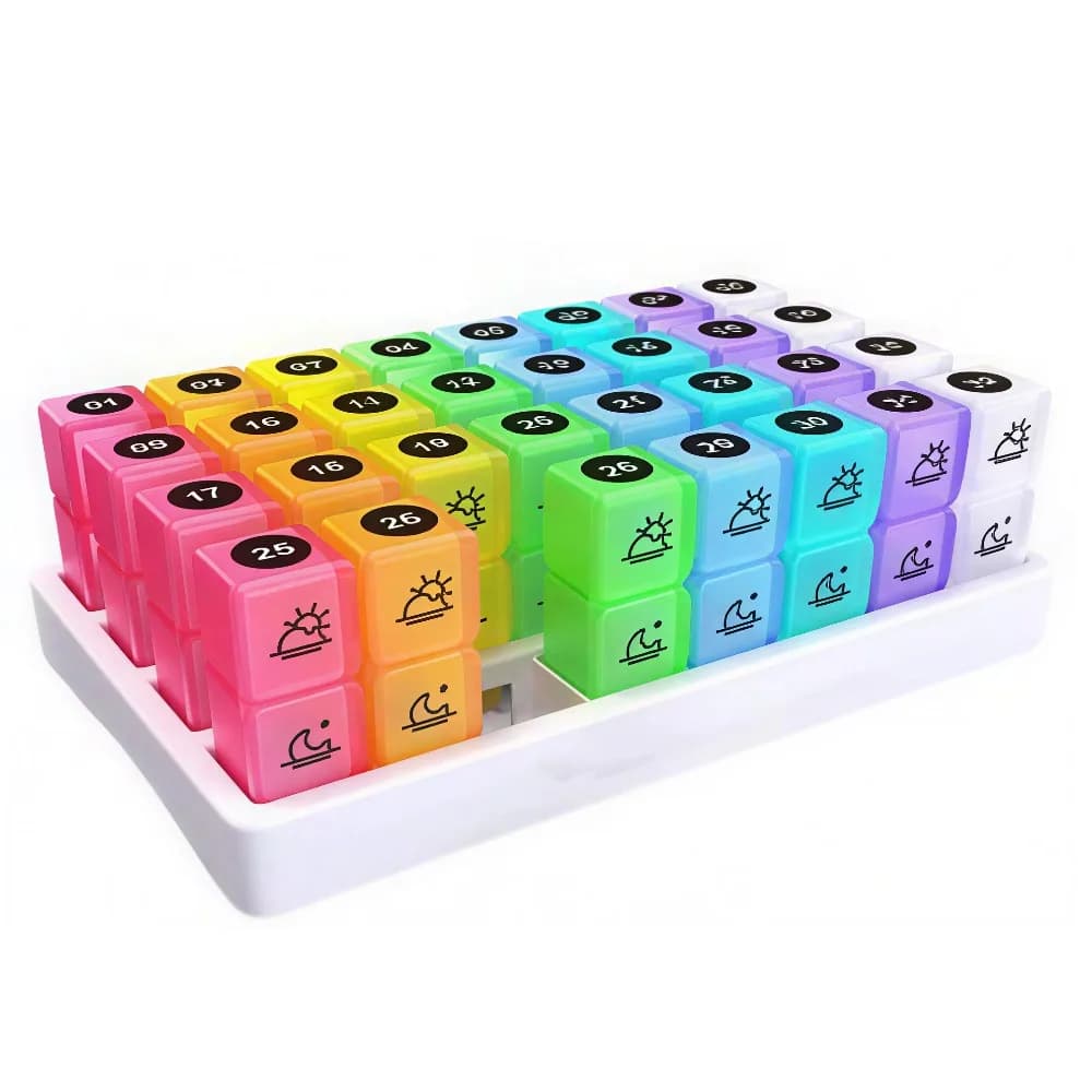 New Premium Organizer for Pills, Monthly Container for 31 Days, 2 Days, for Daily Medicines, Vitamins, Fish Oils and Supplements