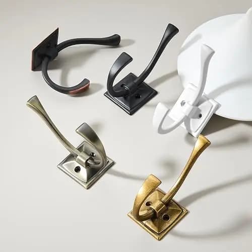 Set di 10 Ganci da Parete in Stile Vintage in Lega di Zinco per Cappotti, Asciugamani, Accappatoi e Chiavi, Finitura Bronzo Champagne con Viti