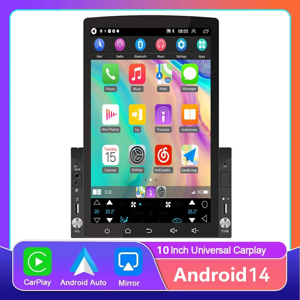 2 Din Android 14 Lettore multimediale per auto Autoradio Stereo Touch Screen da 10 pollici Video GPS WiFi Lettore MP5 Auto Radio Mirror link