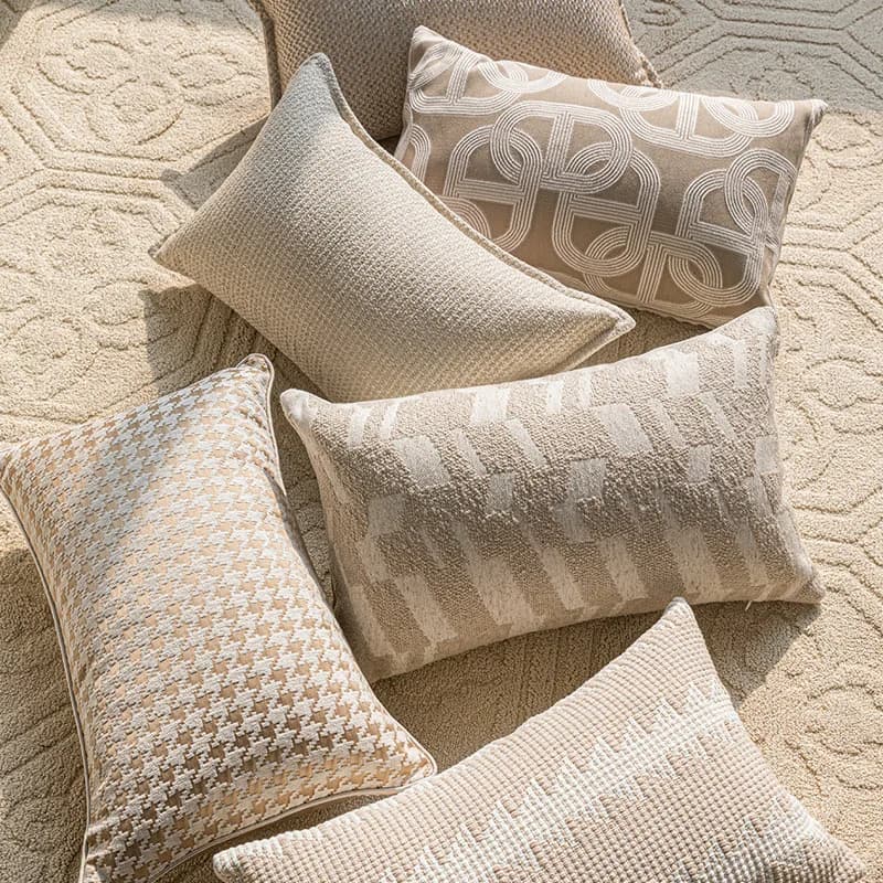 Fodera per cuscino lombare jacquard crema francese 12x20 pollici Fodere per cuscini jacquard ricamate con texture d'avena decorative per la decorazione della casa del divano