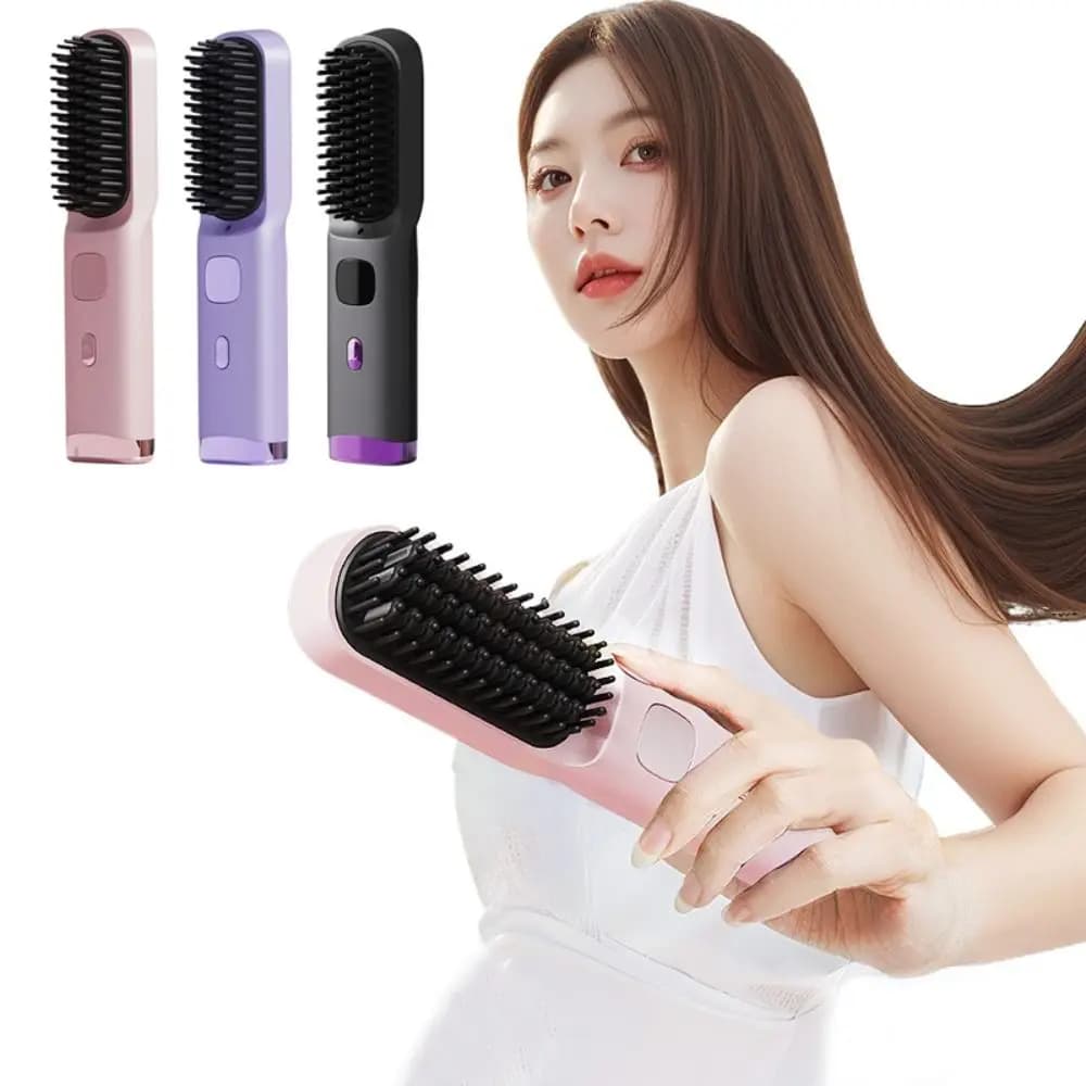 Wireless portable hair plate 140-200C ° Straight hair comb type C LCD display Combs for rechargeable smoothing