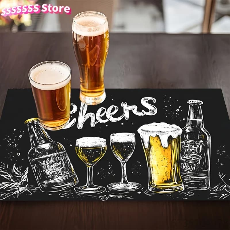 Non-Slip Kitchen Counter Mat - Quick-Dry Absorbent Dish Drying Mat with Rubber Backing, Bar Decor for Dishes, Coffee Makers, Co
