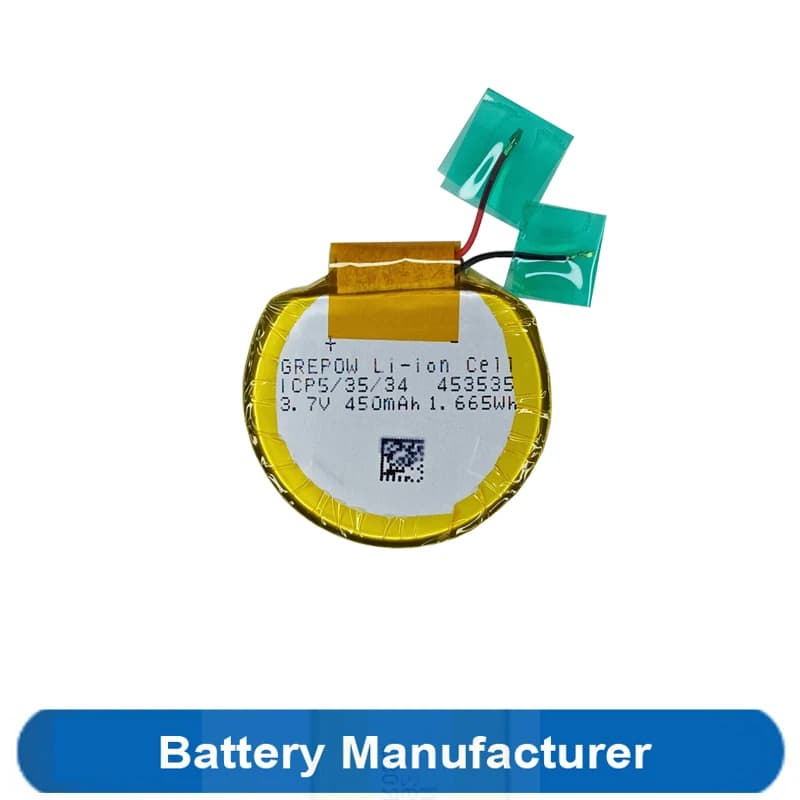 Batteria Rotonda per Smartwatch 450mAh R40350V 40350 45350 453535 XU1, Accumulatore AKKU