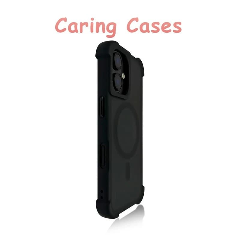 For iPhone 17 Pro Max Case Black Magnetic Matte Semi-Transparent Shockproof Air Cushion Compatible with iPhone 16 15 14 13 12 11