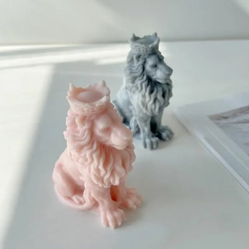 91AF 3D Animale Candela Stampo a Forma Leone Stampi in Silicone per Produzione Candele Aromaterapia Artigianato Stampi