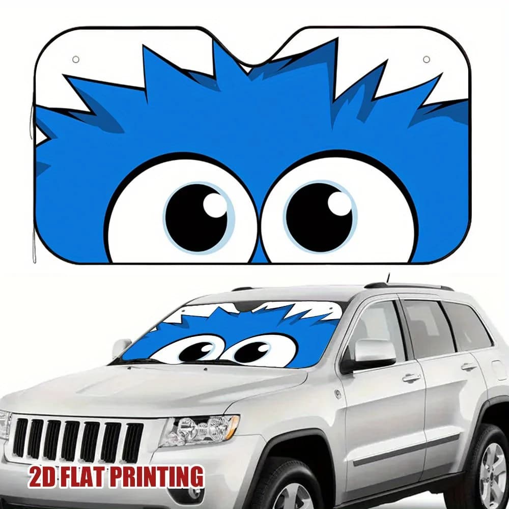 1pc Googly Blue Monster Eyes Windshield Sun Shade,Car Sun Shade,Car Windshield Sun Shade,Sun Shade For Car Window,Car Interior A