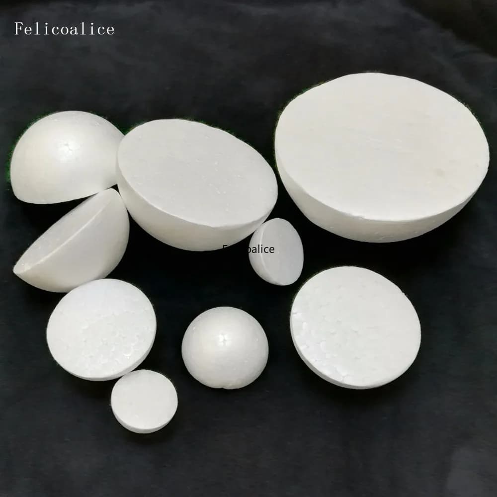 1cm-35cm white pattern half polystyrene polystyrene expanded ball spheres for new diy crafts supplies half foam balls