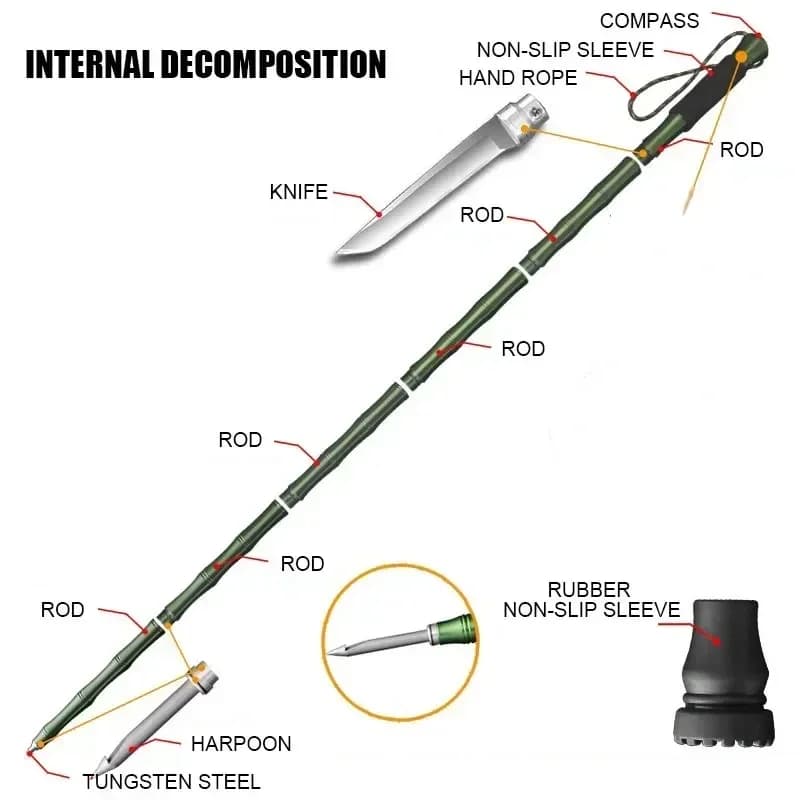 CEOI GWOK Walking Stick Durable Trekking Poles Hiking Camping Protect Yourself During Outdoor Trekking Poles Grey Green Black