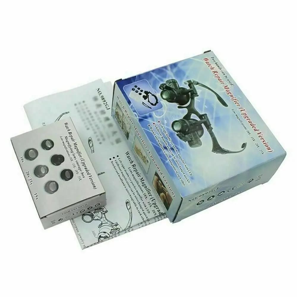 Strumenti Ottici con Luce LED, Kit di Riparazione Orologi, Lente d'Ingrandimento, Occhiali Ingrandenti, Lente per Gioiellieri, Microscopio