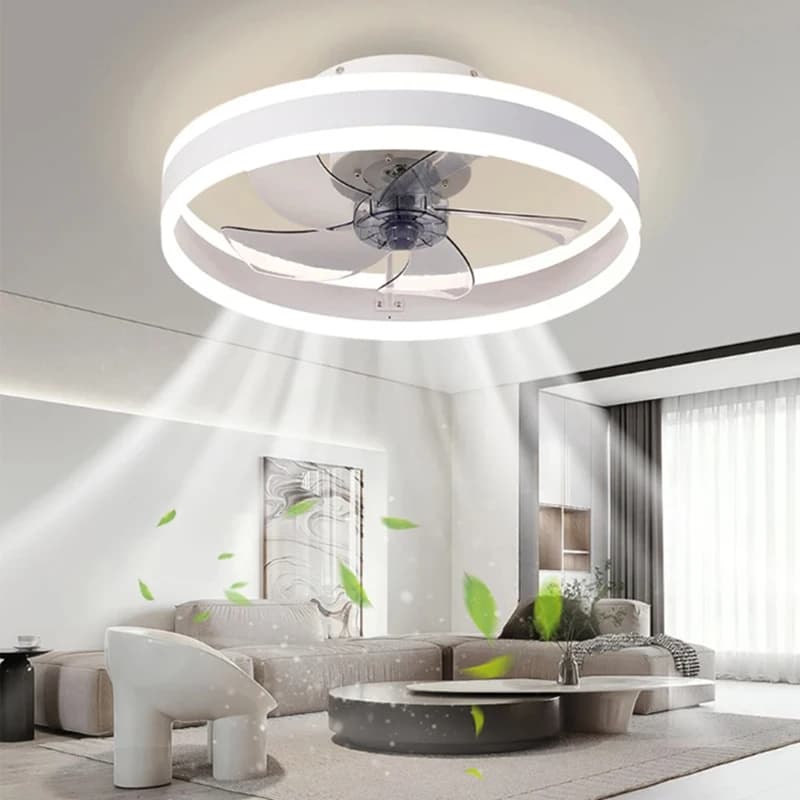 Ventilatore da soffitto moderno con luci LED silenziose e dimmerabili (con telecomando) per camera da letto, sala da pranzo, soggiorno, cucina