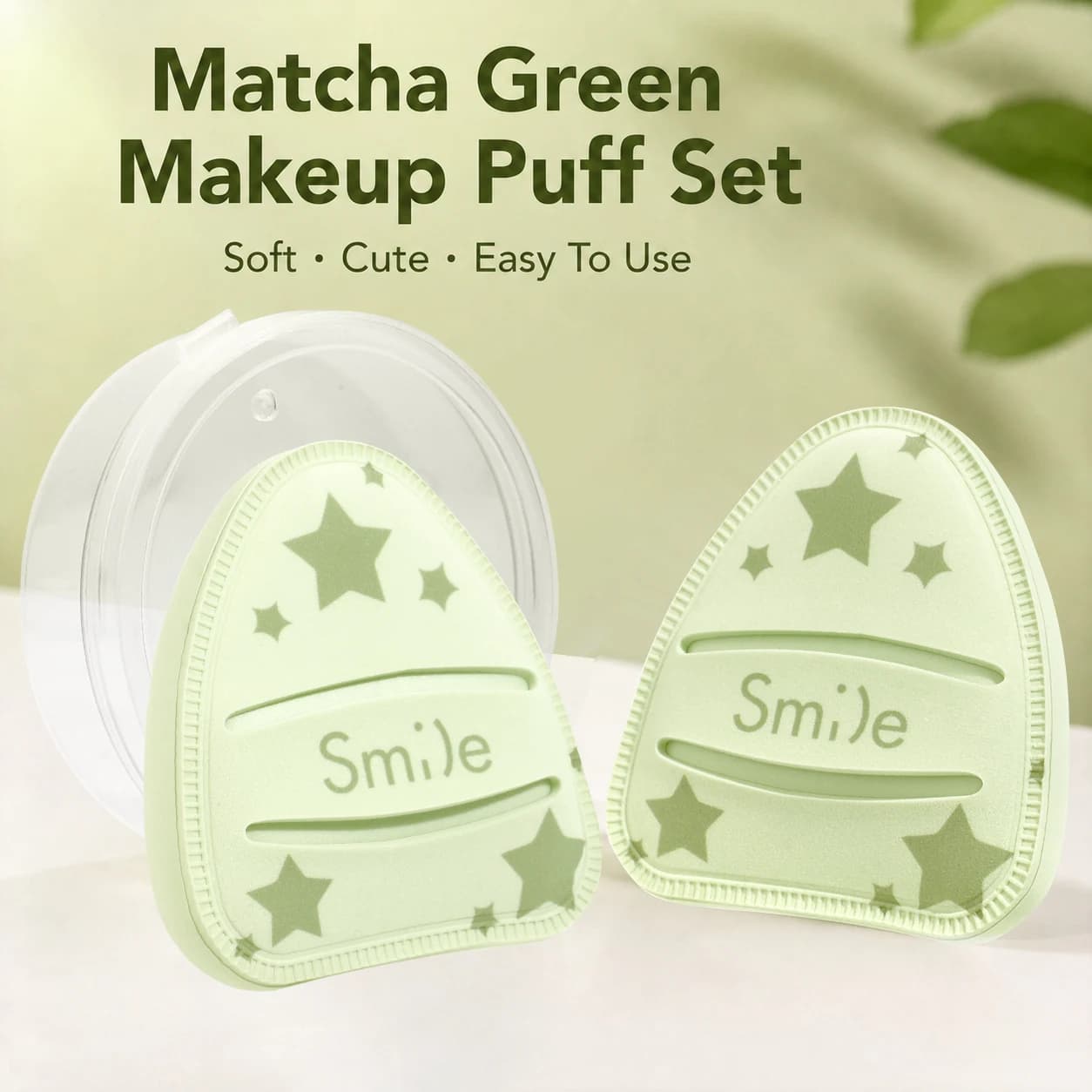 3pcs cotton candy green makeup powder puff, dry and wet do not eat powder puff, suitable for foundation concealer, etc.
