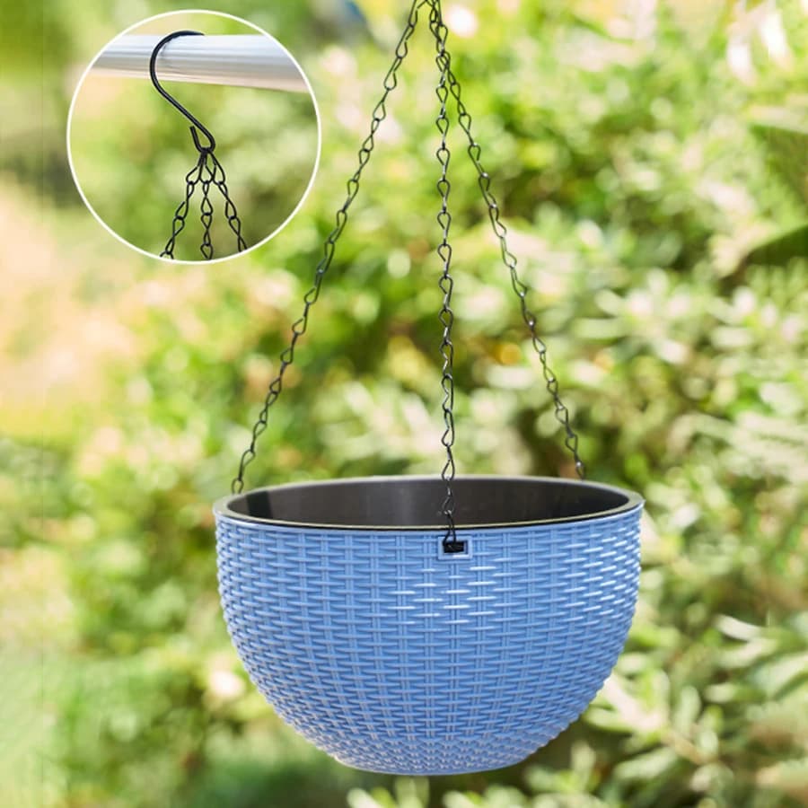 Vaso per Fiori Sospeso in Plastica Stile Europeo con Motivo a Nido d'Ape, Imitazione Rattan, Cesto Sospeso per Interni