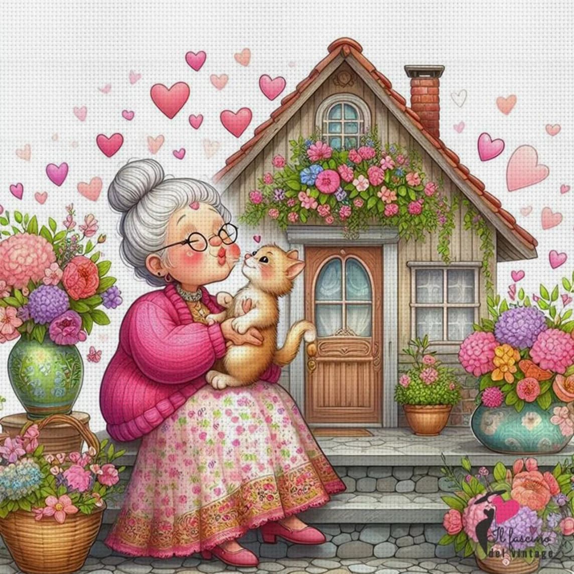 Kit Punto Croce Fai da Te 11CT per Decorazione Murale Casa, Regalo Artigianale, Materiale Semilavorato Senza Cornice 36×36cm