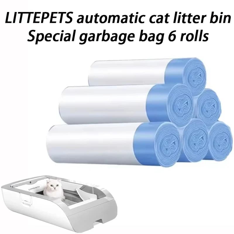 2/6/8 rotoli LITTEPETS Lettiera automatica per gatti Fodere speciali per sacchetti della spazzatura Collettore addensato Sacchetti per lettiera per gatti per cacca