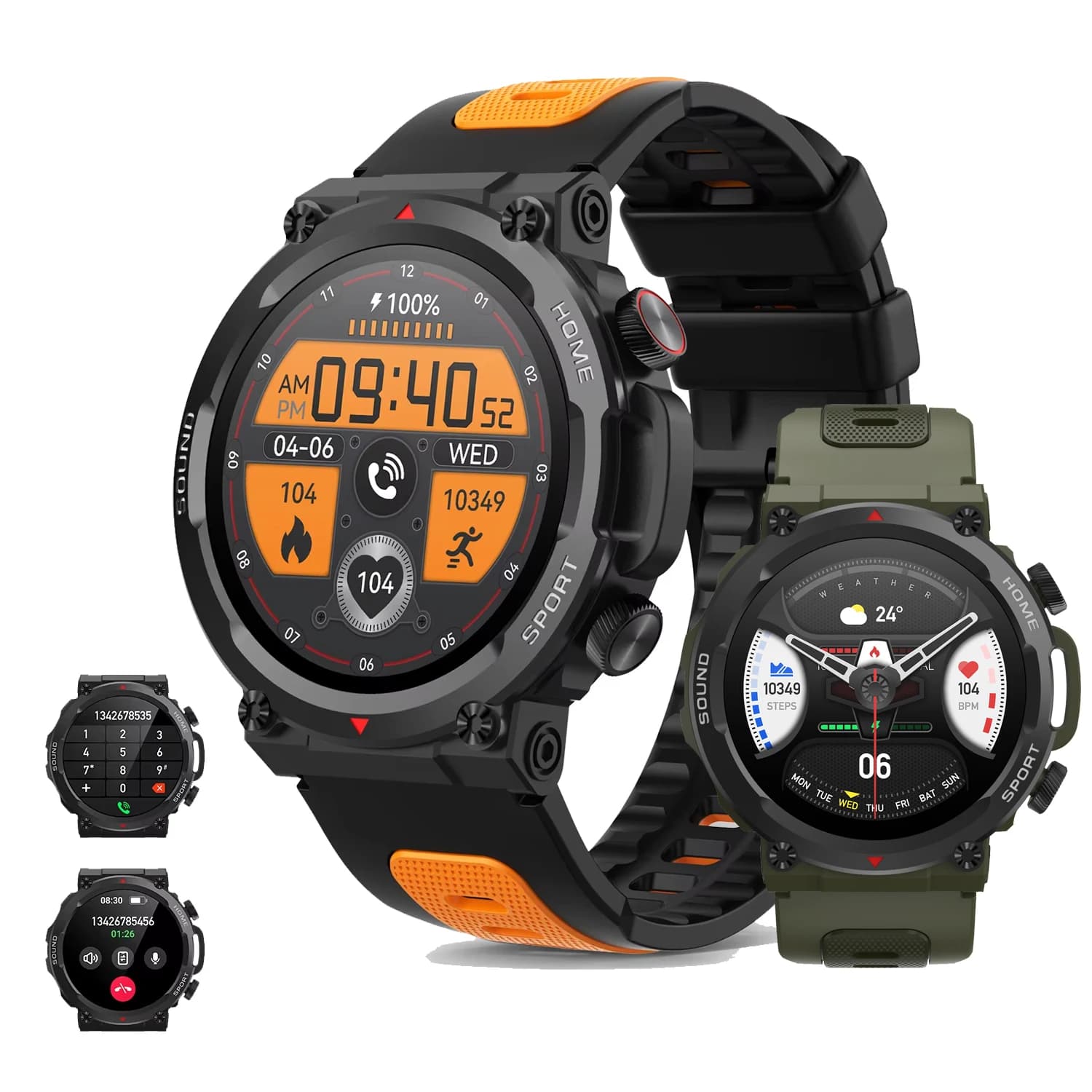 Smartwatch da 1,39 pollici con chiamata Bluetooth, orologio sportivo da uomo, fitness tracker, monitor cardiaco, assistente vocale, smartwatch da 300 mAh per Android IOS