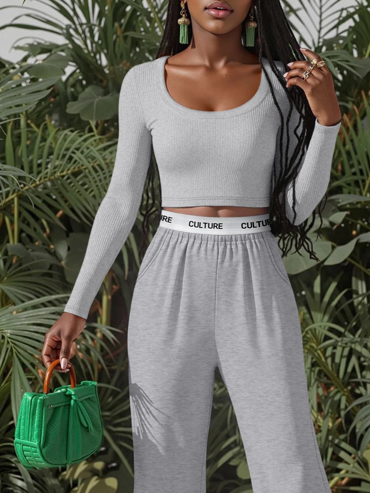Soft Knit Active Crop Top, Wide Square Neck Blouse for Indoor Fitness & Casual Sports