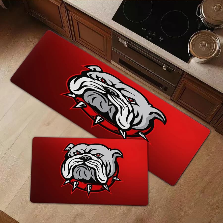 1/2/3Pcs Flannel Kitchen Mat—Bulldog Pattern Area Rug Flannel Floor Mat Anti-Slip Carpet Modern Home Decor for Living Room Bedroom Kitchen Bathroom Soft Comfortable Washable Rug—Soft,Comfortable,Suitable For Bathroom,Bedroom,Kitchen,Laundry Room