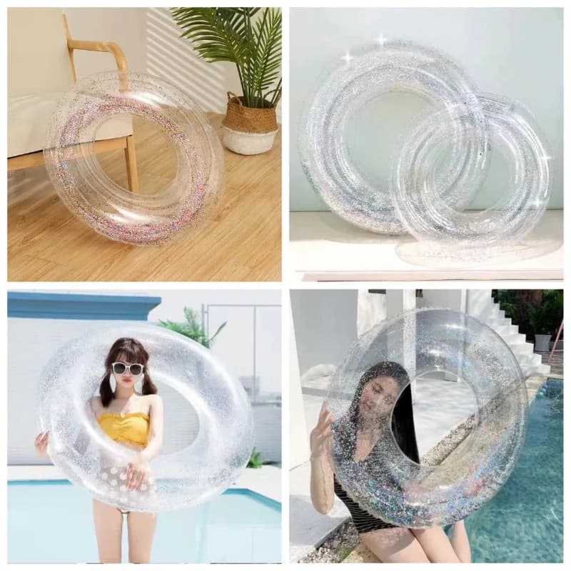 Anello da nuoto estivo gonfiabile con paillettes trasparenti per adulti e bambini Piscina gonfiabile per uomini e donne Accessori per giochi d'acqua