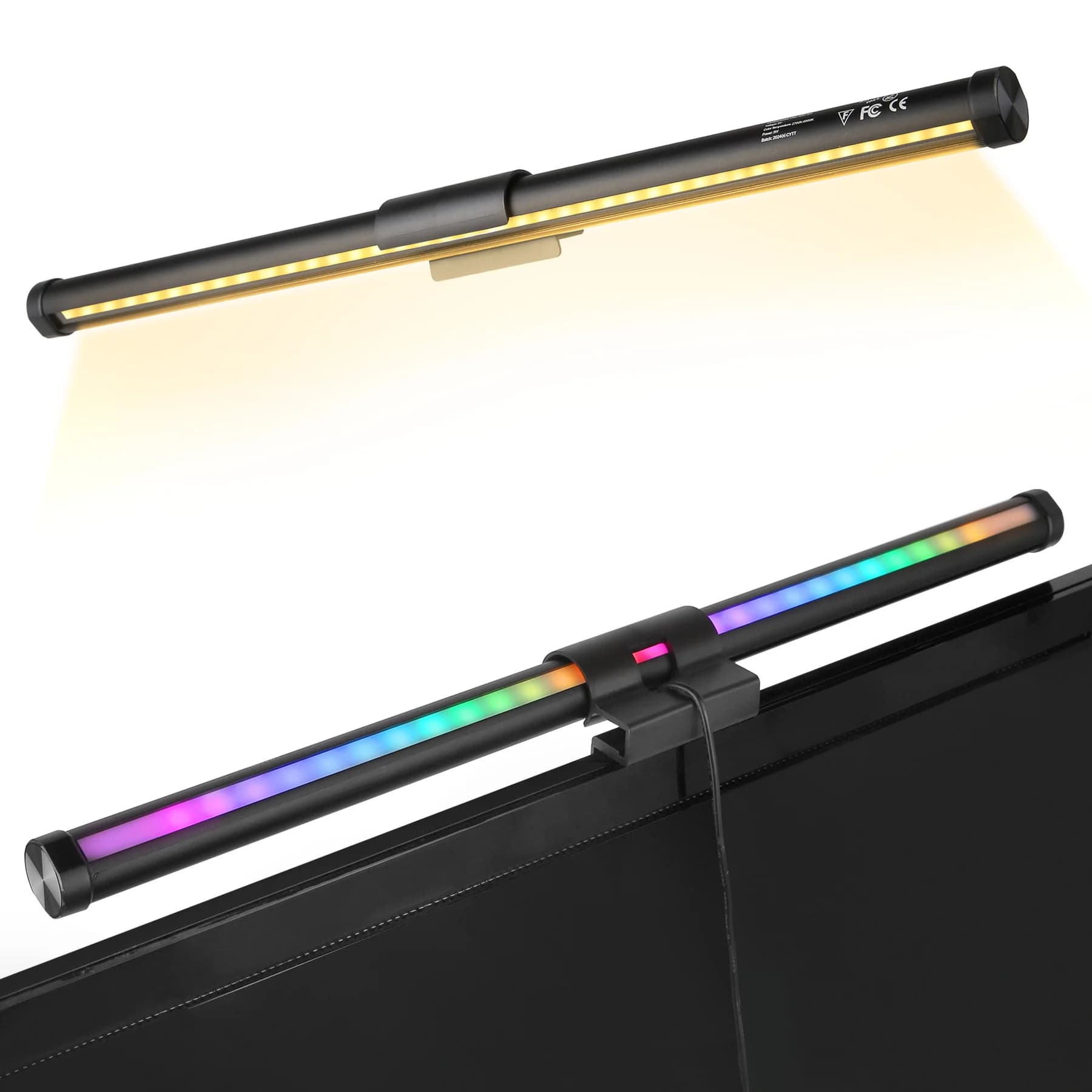 Lampada da tavolo con barra luminosa per monitor del computer per lavoro, studio, lettura, illuminazione con attenuazione da gioco, lampada da scrivania USB con regolazione continua da 44 cm