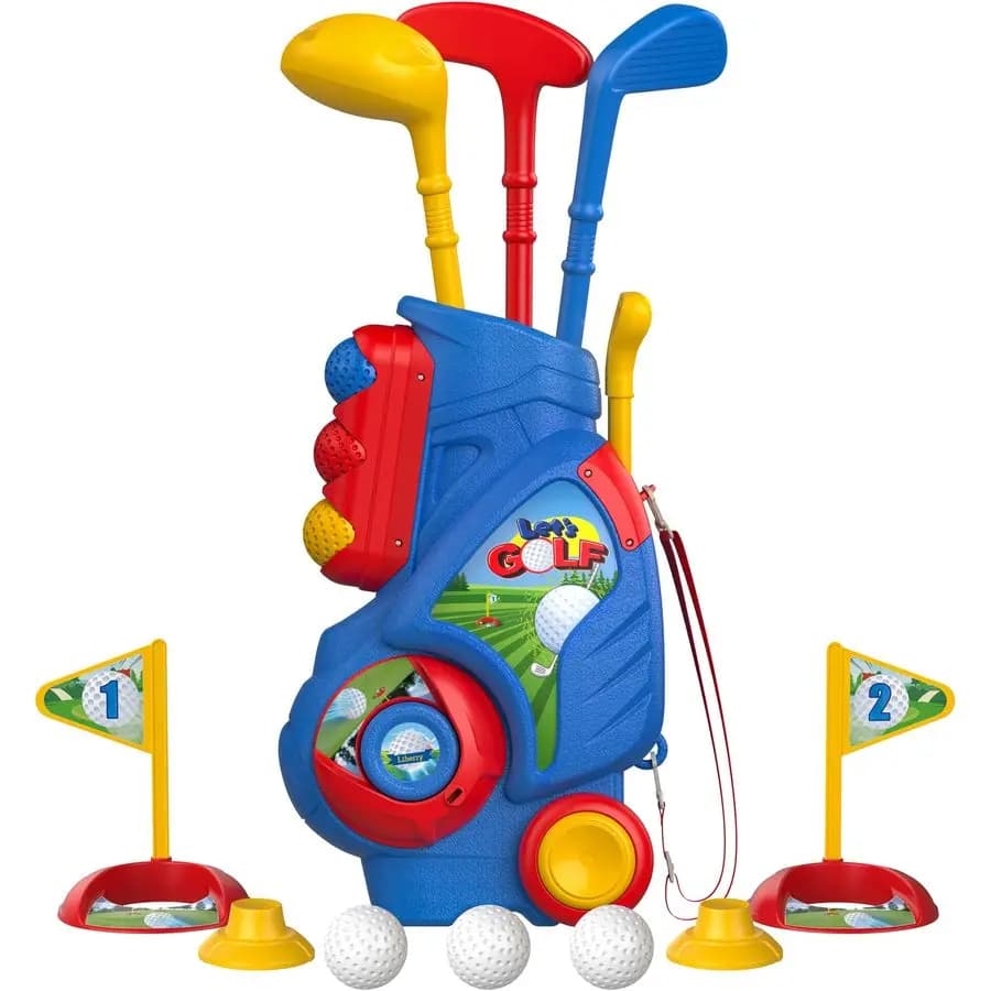 Set da golf per bambini, carrello da golf per bambini migliorato con design unico della tracolla, giocattoli sportivi per interni ed esterni, regali per ragazzi e ragazze 1 2