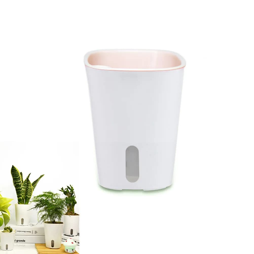 Vaso Autoirrigante 23Cm in Plastica Bianca, Fioriera da Interno con Sistema di Irrigazione Integrato, Facile da Usare per Erbe e Piantine