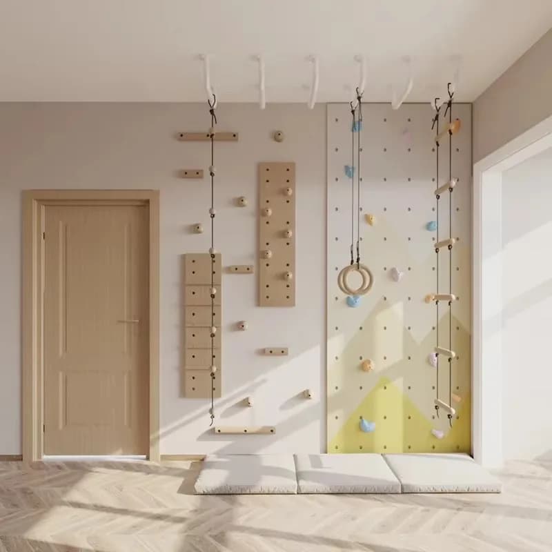 Set da palestra da parete con scala 9 in 1 con scaletta per barra pull-up scorrevole e altalena Trapezio Rock Wall Climber Attrezzatura da arrampicata Montessori