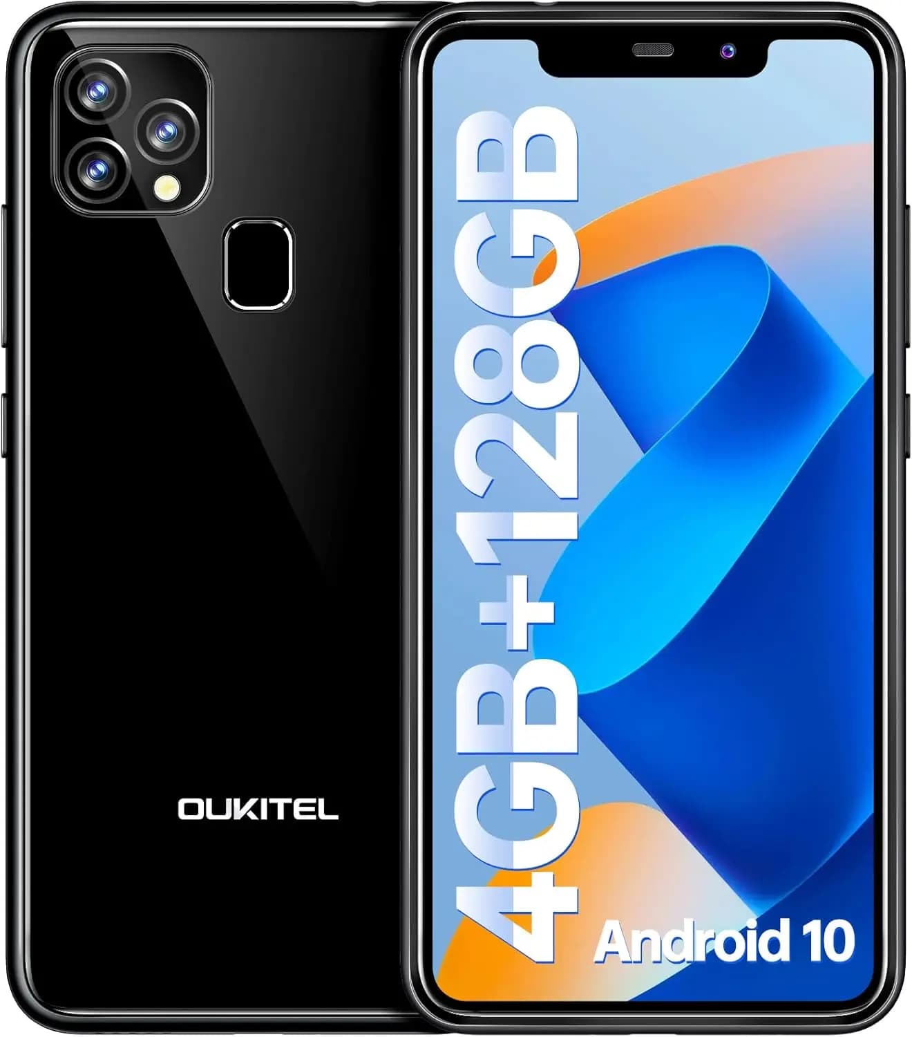 OUKITEL C22 Mobile Phone 4GB+128GB 5.85"HD+ Screen 4000mAh Battery Smartphone 13MP Rear Camera Face ID Android Phone BLACK