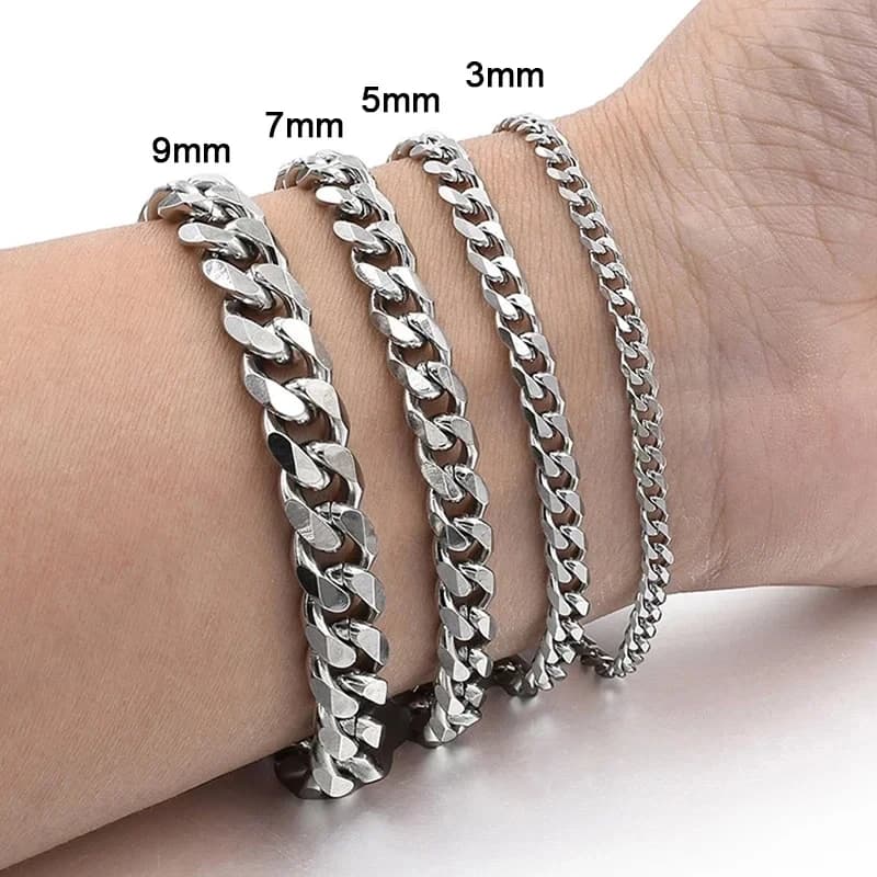 New Fashion Classic 3/5/7/9mm Stainless Steel Men's Chain Bracelet For Men Gift Jewelry