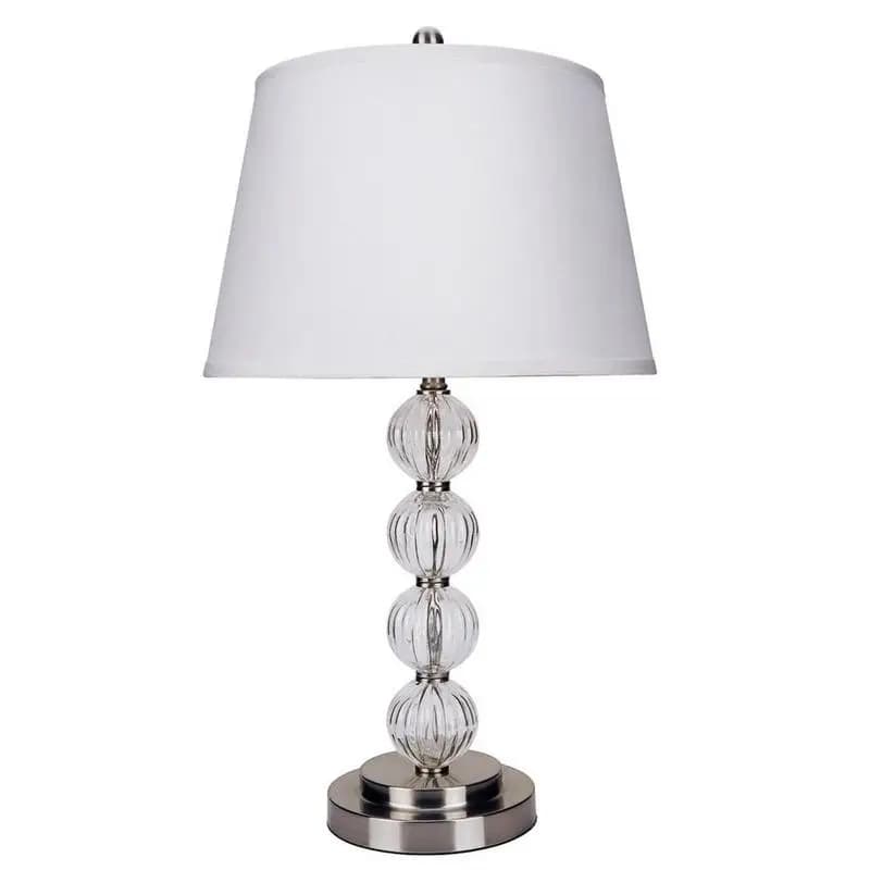 28.5 inch high table lamp with satin nickel finish, linen lampshade, modern lighting fixture for home decorations