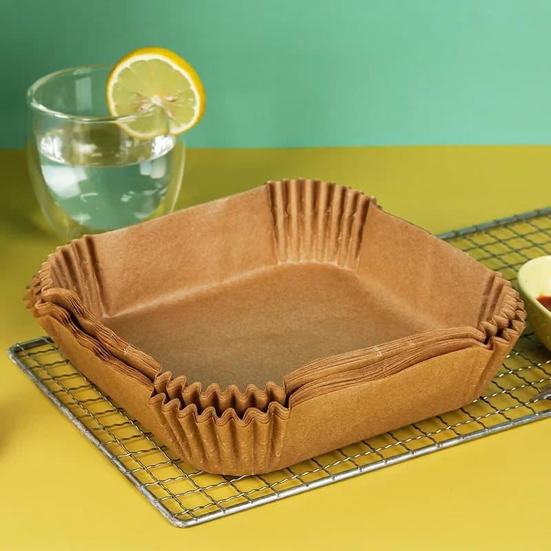 100 pcs air frying paper tray of oil proof insulating paper disposable anti-stick oven pad and durable square air fryer