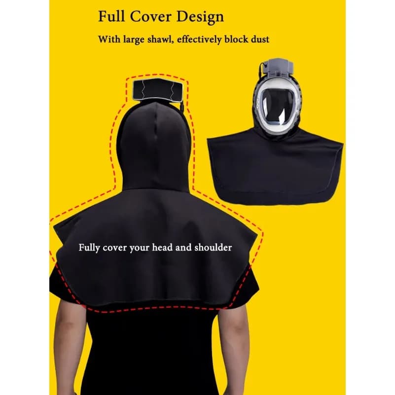 Full Face Mask with Electric Air Purifier Respirator with Powered Air Supply System Adjustable Dust Cap for Industrial Works