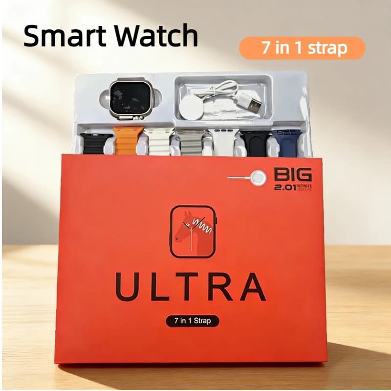 Smartwatch 7 in 1 con cinturino, supporto per ricarica magnetica, chiamate Bluetooth, monitoraggio salute e fitness, quadranti personalizzabili per uomo e donna